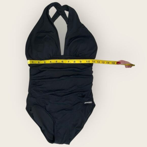 NWT | Michael Kors | Ruched Cross-Back One-Piece Swimsuit | Black | Size 4 - Picture 5 of 16